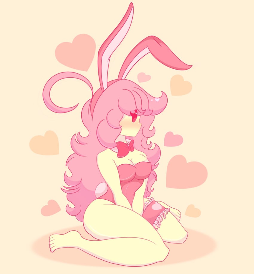 barefoot bunny_ears bunny_girl heart limbros melody_(limbros) pink_hair tagme