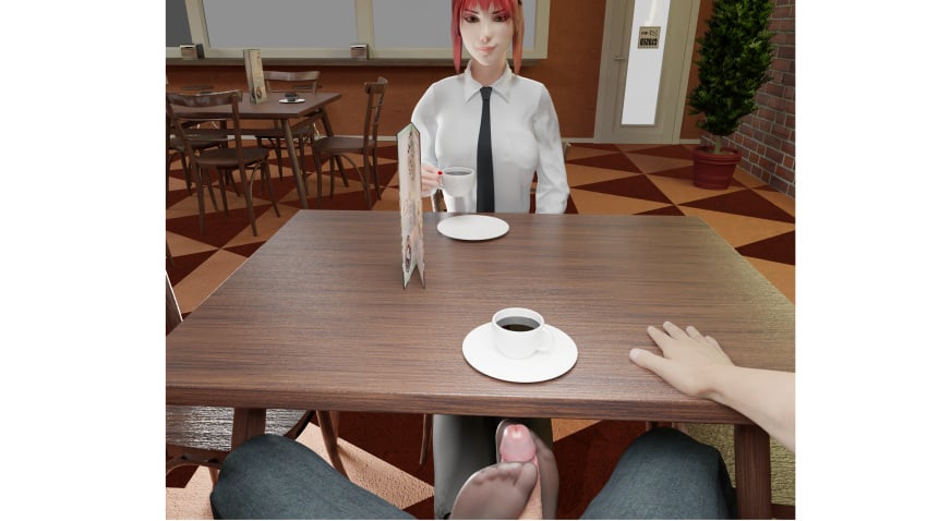 1boy 1boy1girl 1girls 3d 4k chainsaw_man clothed coffe_shop coffee erection feet femdom first_person_view foot_fetish footjob footjob_under_table golddust3d highres holding_cup image light_skin makima_(chainsaw_man) male_pov office_lady pants pantyhose penis pov pov_crotch public red_hair smile soles stealth_footjob straight table tie toes two-footed_footjob under_the_table yellow_eyes