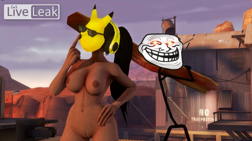 arsonist black_hair breasts brown_skin casual city close-up comically_large_woman criminal dark_skin female female_only garry's_mod gmod gun hand_on_hip humanoid joint joints keaton_mask legally legally_girl lmao looking_at_viewer mask masked_female mlg_glasses naked nude pinup ponytail pose pussy spread_legs tall_female taller_girl terrorist thighs trash trollface very_long_hair