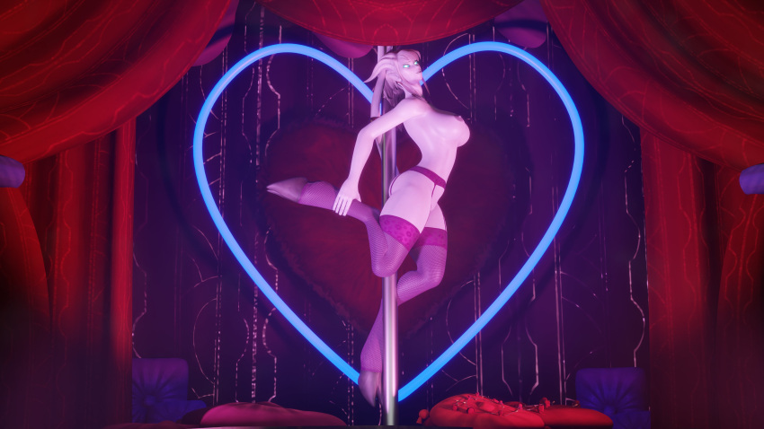 1girls 3d big_ass blizzard_entertainment draenei elly_(draenei) huge_breasts morilymory pole pole_dancing solo stockings suspenders thick_thighs warcraft world_of_warcraft