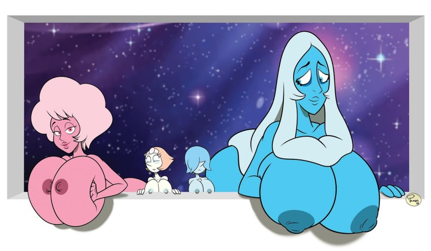 4girls accurate_art_style areolae ass big_ass big_breasts blue_diamond_(steven_universe) blue_eyes blue_pearl_(steven_universe) blue_skin blush breasts cartoon_network female_only gigantic_breasts hips huge_breasts huge_nipples ilpanza large_breasts long_hair multiple_girls nipples pearl_(steven_universe) pink_diamond_(steven_universe) pink_eyes pink_skin short_hair steven_universe tagme wide_hips