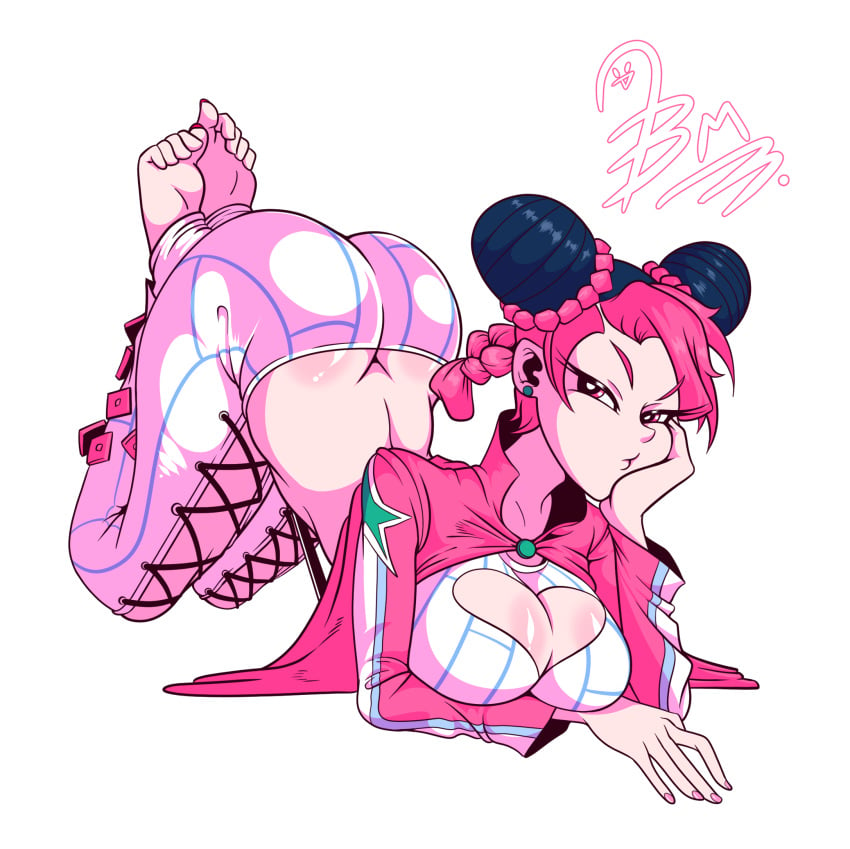 ass bbumbbum big_ass bubble_butt feet feet_together feet_up huge_ass jojo's_bizarre_adventure jolyne_kujo large_breasts light-skinned_female light_skin solo solo_female solo_focus stone_ocean