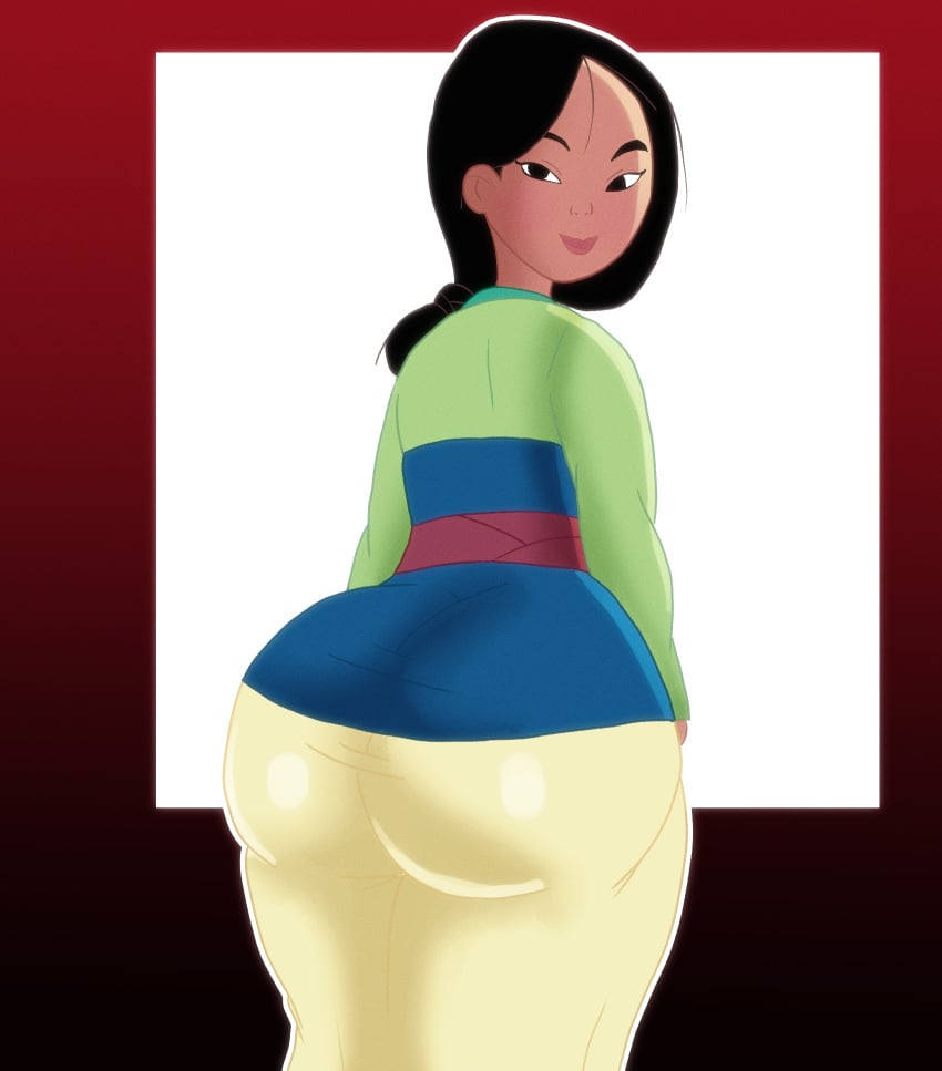 1girls asian asian_female big_ass big_butt black_background black_hair chinese chinese_clothes clothed clothing darkleon disney disney_princess fa_mulan female female_focus female_only fully_clothed gradient_background huge_ass huge_butt light-skinned_female light_skin mulan mulan_(1998_film) red_background solo white_background wide_hips