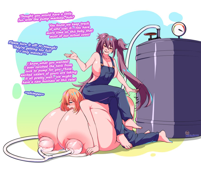 ahe_gao all_fours ass_up beengineer bent_over blue_eyes blush blushing breast_expansion breast_press breast_squish brown_hair engorged_breasts enormous_breasts hyper hyper_breasts immobile inflation inherentlysostrange lactation laying_on_breasts milking milking_machine on_breasts on_floor orange_hair self_lying slave spanking topless whimper