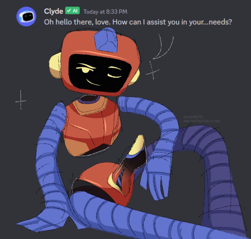 1boy clyde_(discord) clydebot_(discord) discord_(app) discord_message discord_tag double_polariod hottiesexual male male_only penis robot robot_humanoid robot_penis self_upload shitpost