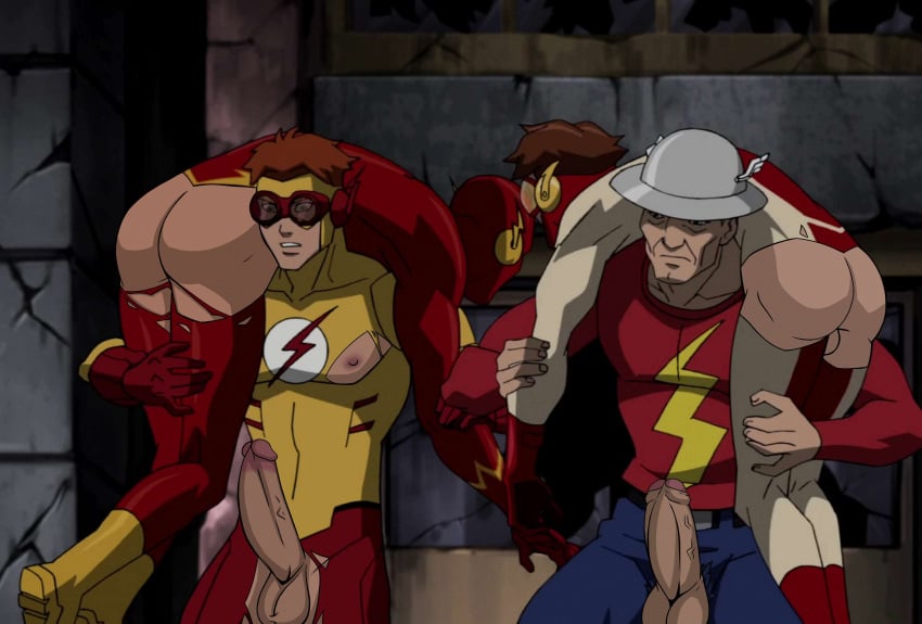 ass ballsack barry_allen bart_allen boner circumcised circumcision_scar dc dc_comics flash foreskin gay gayskeletonart impulse jay_garrick kid_flash nipples nsfw partially_retracted_foreskin spandex spandex_suit superhero the_flash torn_clothes torn_clothing uncut wally_west yaoi young_justice young_justice:_invasion