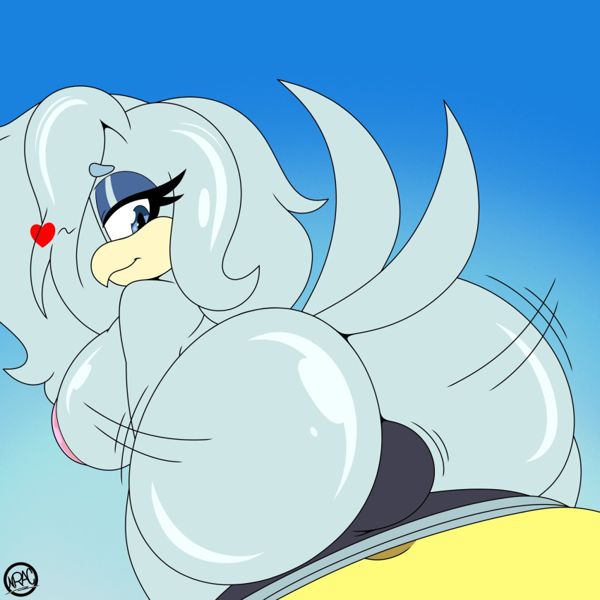 ass ass_focus avian beak big_ass breasts bubble_ass bubble_butt bulge caked_up cheeks dry_humping faceless_male female grinding heart hot_dogging light_blue_body nr_ac oc original_character smile tail teasing