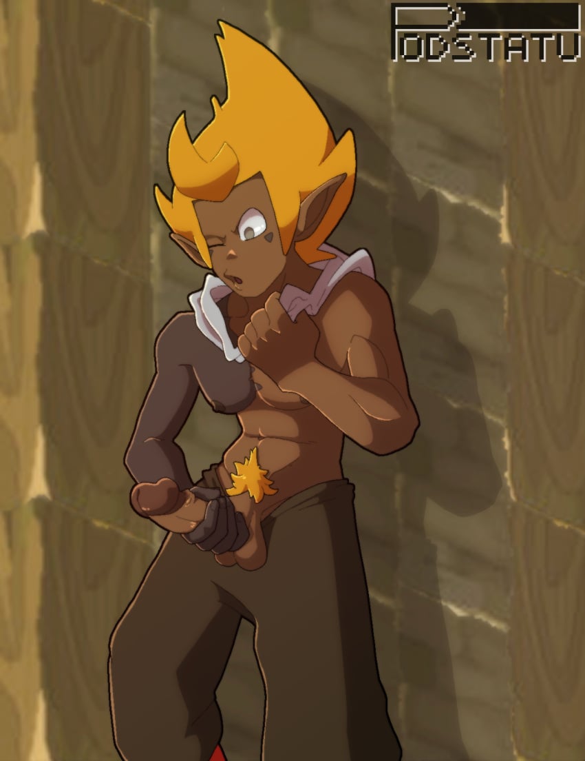 big_penis dofus iop male male_only masturbating masturbation muscles muscular muscular_male one_eye_closed orange_hair orange_pubic_hair podstatu pubic_hair scarf scarf_pull solo tan_body tan_skin tanned topless topless_male tristepin wakfu