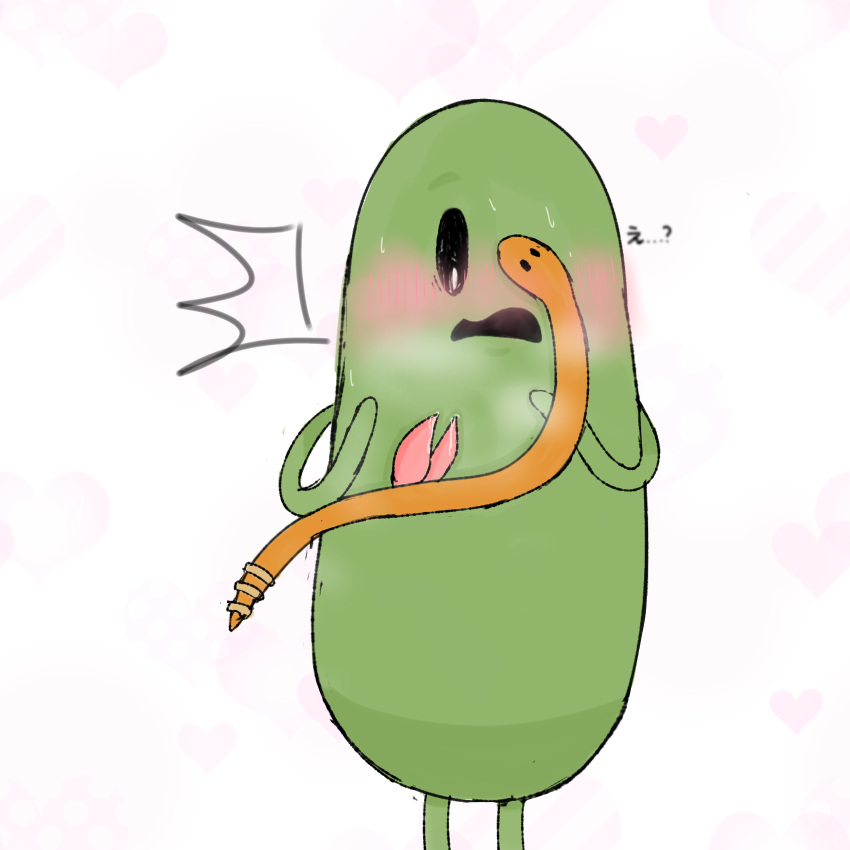 2_penises bean_(dumb_ways_to_die) blush cum diphallia diphallism dumb_ways_to_die green_body highres kimina_kimina male male/male mishap_(dumb_ways_to_die) multi_penis non-human penis snake steam viper_(dumb_ways_to_die) white_background