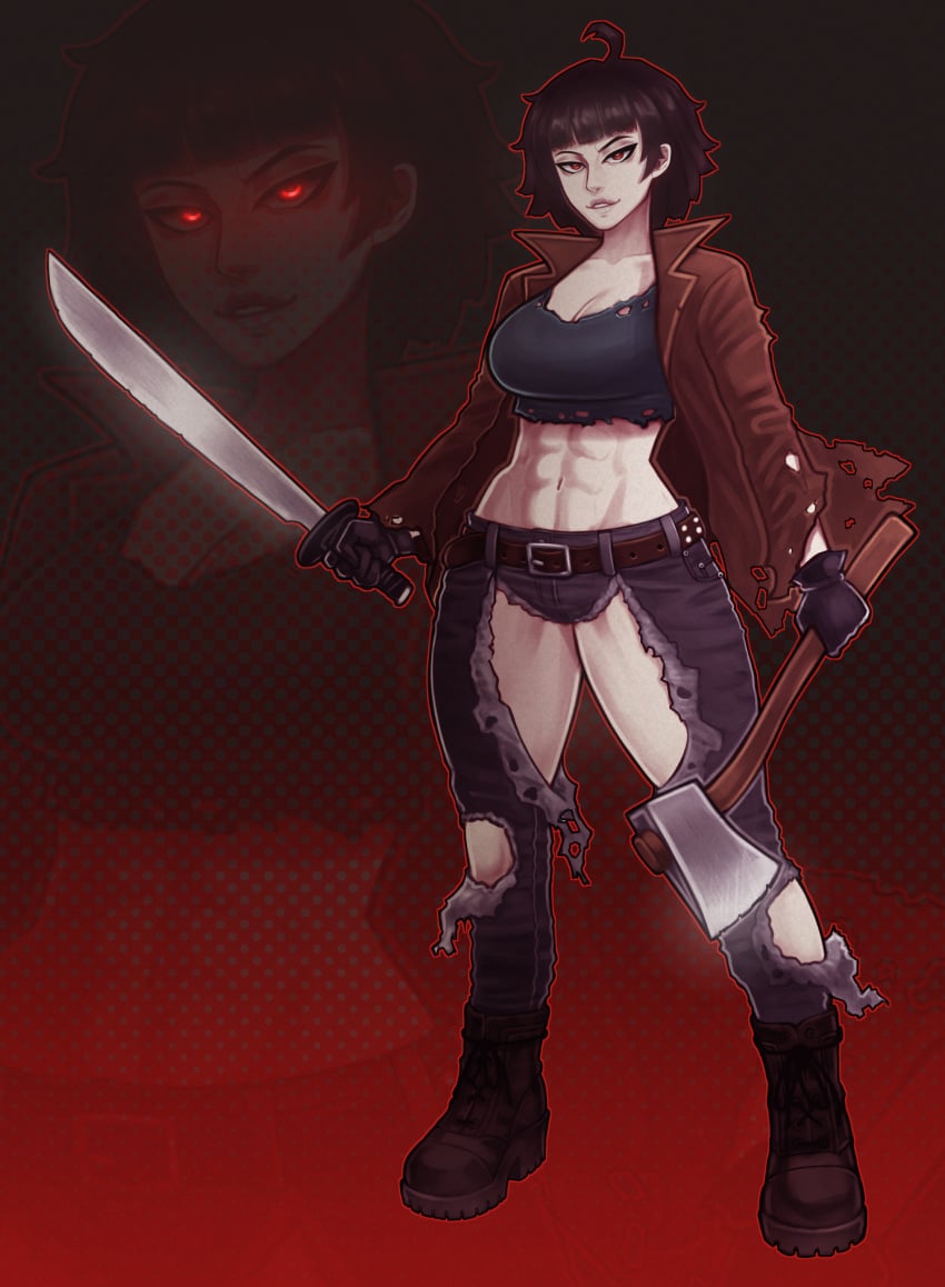 abs bishoujo_jason bishoujo_jason_voorhees bishoujo_terror brown_hair female friday_the_13th genderswap_(mtf) ignantastro jason_voorhees jessica_voorhees kotobukiya_bishoujo muscular_female rule_63 tagme thick_thighs weapon