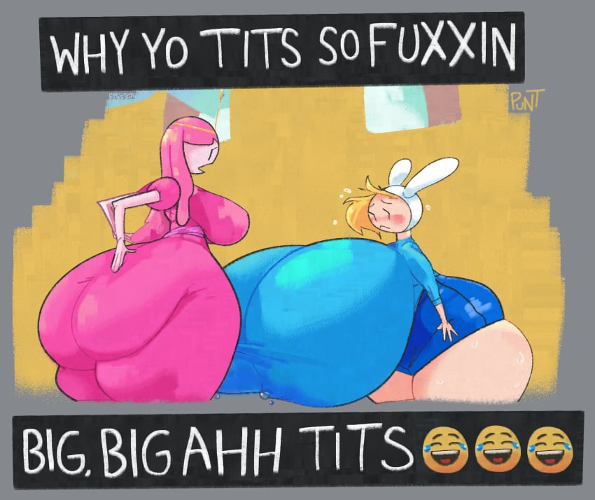 2girls adventure_time ass_bigger_than_head ass_bigger_than_torso ass_vs_breasts big_ass breasts_bigger_than_head breasts_bigger_than_torso emoji enormous_ass enormous_breasts fat female female_only fionna_the_human_girl huge_ass huge_breasts hyper hyper_ass hyper_breasts hyper_thighs meme multiple_girls princess_bubblegum puntthepoodle shitpost tagme text thick_thighs