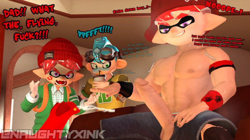 3d exposed_penis father_and_son inkling inkling_boy naughtyxink octoling octoling_boy splatoon tagme