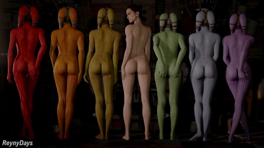 3d 6+girls 7girls absurd_res alien alien_girl arms_behind_back artist_upload ass ass_grab back background barefoot blue-skinned_female blue_skin completely_nude daisy_ridley feet female female_only full_body green-skinned_female green_skin groping hair hair_bun headgear hi_res human humanoid light-skinned_female light_skin lineup looking_at_viewer looking_back looking_back_at_viewer multiple_girls nude nude_female nudity orange-skinned_female orange_body orange_skin presenting presenting_ass proud purple-skinned_female purple_skin rainbow_gradient rear_view red-skinned_female red_body red_skin rey reynydays self_upload source_filmmaker standing star_wars tentacle tentacle_hair the_force_awakens tied_hair touching_self twi'lek unseen_female_face violet_skin wraps yellow-skinned_female yellow_body yellow_skin