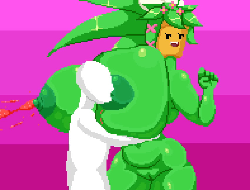 1boy 1girls animated anon blaster_master breast_sucking breastfeeding breasts breasts_bigger_than_head busty female gigantic_breasts height_difference juice kanna_(blaster_master) lactating lactating_juice lactation looking_pleasured nipples nude nude_female pixel_art plant_girl plant_humanoid plantie pussy spinneborg sucking sucking_nipples taller_female thick_thighs top_heavy unusual_lactation wide_hips