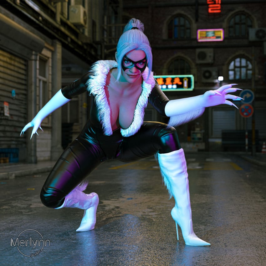 1girls 3d anti-heroine antiheroine athletic athletic_female big_breasts black_cat_(insomniac) black_cat_(marvel) breasts busty curvaceous curvy curvy_figure digital_media_(artwork) eyebrows eyelashes eyes felicia_hardy female female_focus female_only fit fit_female fully_clothed hair hips hourglass_figure huge_breasts human insomniac_games large_breasts legs light-skinned_female light_skin lips long_hair lower_body marvel marvel_comics mature mature_female merlynn solo spider-man_(ps4) spider-man_(series) superhero superheroine thick thick_hips thick_legs thick_thighs thief thighs top_heavy upper_body villain villainess voluptuous waist watermark white_hair wide_hips