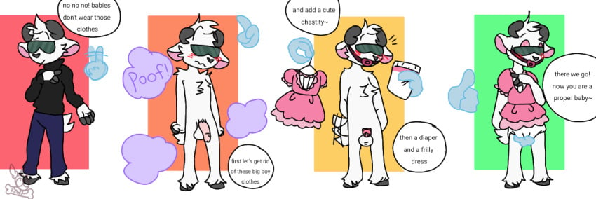 abdl beetlebonez chastity_cage chastity_device diaper diaper_fetish diaper_only diapersitting goat male transformation