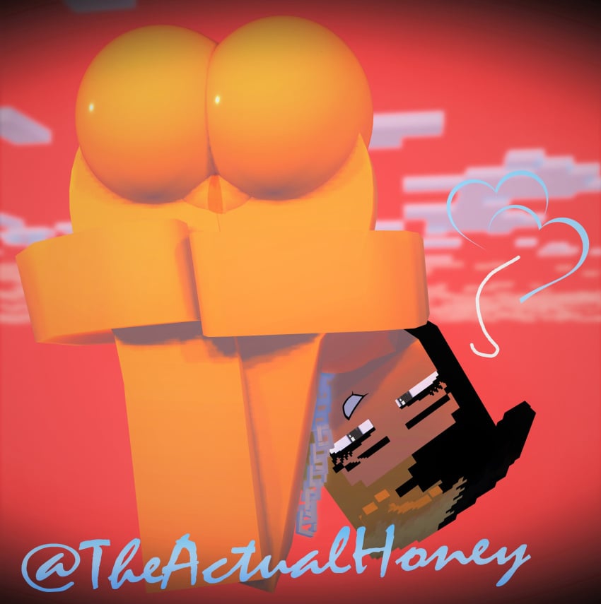 1girls 2023 3d artist_name artist_signature big_ass big_butt female honey_(tah) horny_female human humanoid legs_together looking_at_viewer looking_back mine-imator minecraft multicolored_hair pussy solo tagme theactualhoney watermark