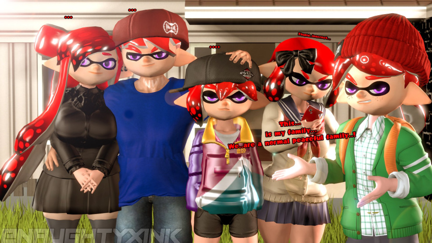 3d dilf family family_photo inkling inkling_boy inkling_girl milf muscular muscular_male naughtyxink splatoon tagme text