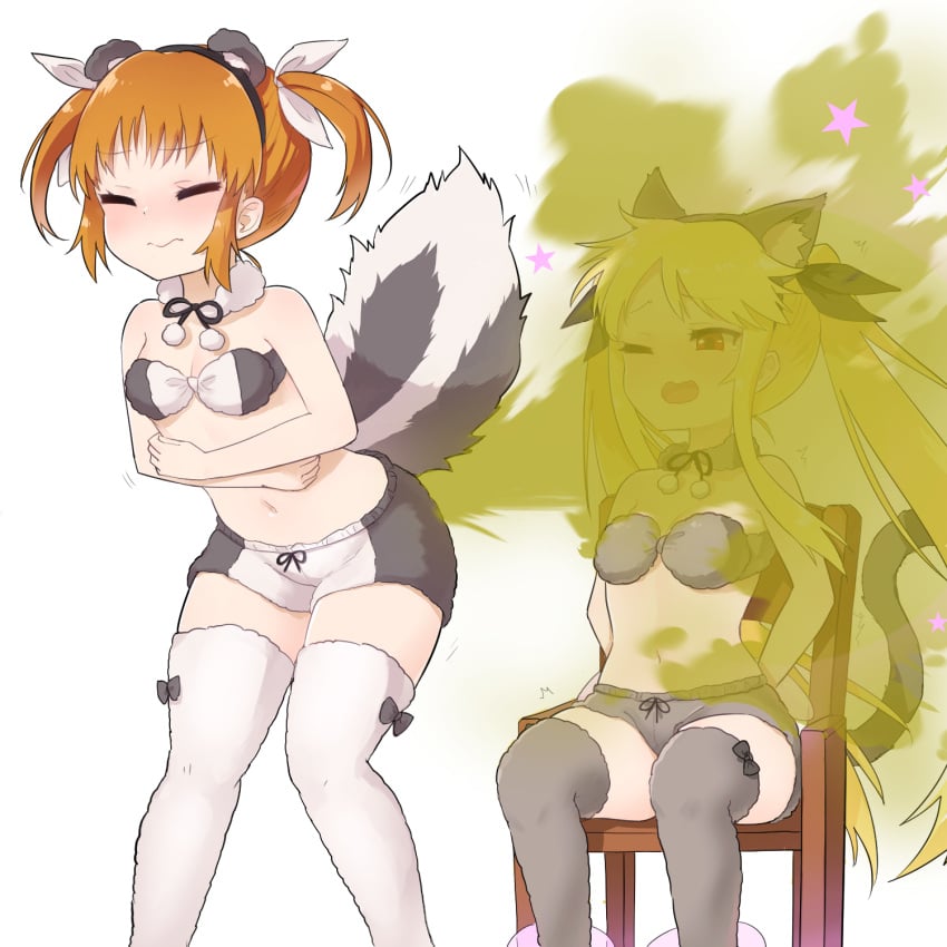 13o 2girls bandeau blonde_hair blush bondage catgirl closed_eyes facefart fart farting farting_in_face fate_testarossa female female_only femdom femsub green_gas holding_stomach humiliation mahou_shoujo_lyrical_nanoha multiple_girls navel orange_hair revealing_clothes shorts sitting skunk skunk_girl takamachi_nanoha tears white_background yuri