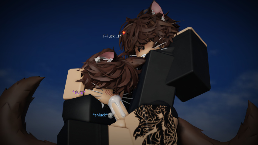 2boys 3d blowjob cat_ears cat_tail catboy cum gay kraxxcat male/male nude roblox robloxian source_request tagme thick_ass