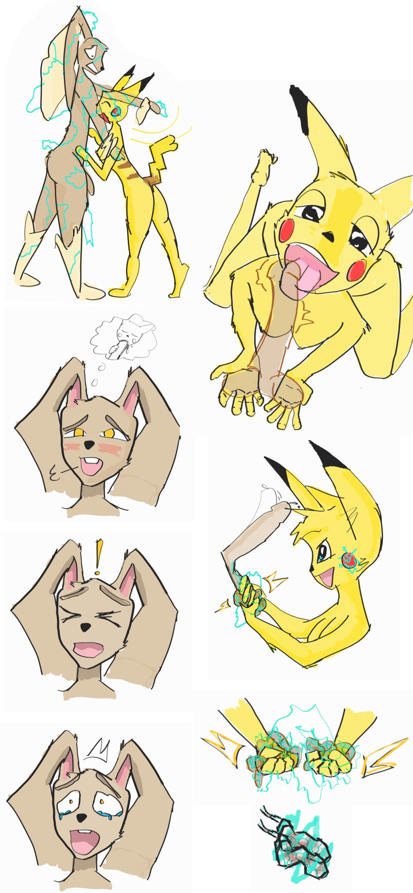 ball_busting ball_crushing ball_squeezing ballbusting castration cbt cock_and_ball_torture electricity electrostimulation femdom lopunny orgasm_denial pikachu pokemon pokemon_(species) polkmijnu squeezing_balls teasing underground_league