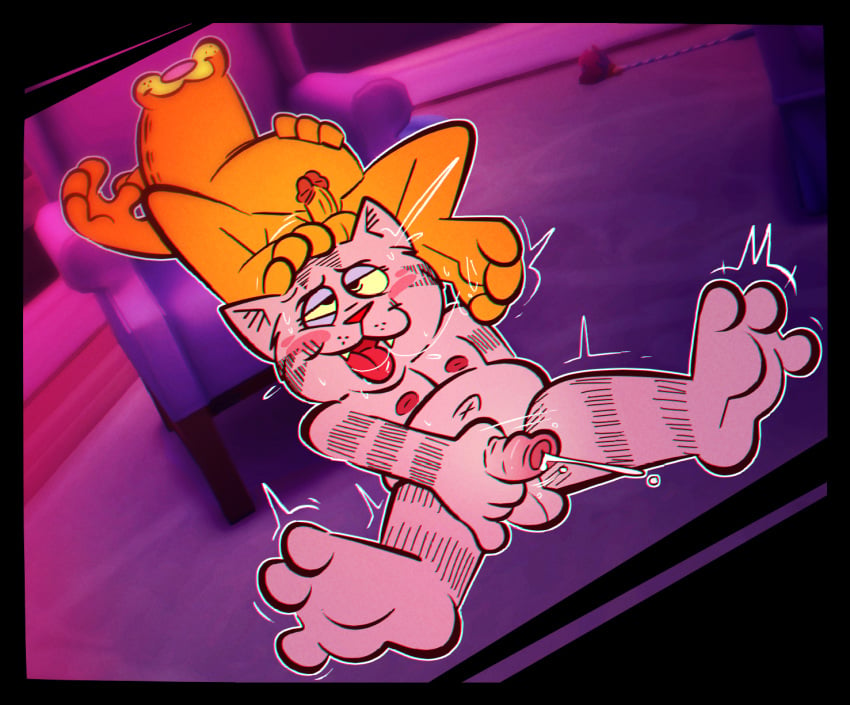 2023 3_toes :3 anthro anthro_male anthro_on_anthro areola balls belly bodily_fluids cum cumshot digital_media_(artwork) domestic_cat duo ejaculation erection feet feline foot_fetish foreskin fritz_the_cat fritz_the_cat_(character) fur garfield_(series) garfield_the_cat genital_fluids genitals grey_body grey_fur hi_res humanoid_genitalia humanoid_penis male male/male mammal masturbation navel nipples nude open_mouth open_smile orange_body orange_fur orgasm orgasm_face penile penile_masturbation penis pink_nose saliva saliva_on_foot sex smile teeth the-alfie-incorporated toes tongue tongue_out