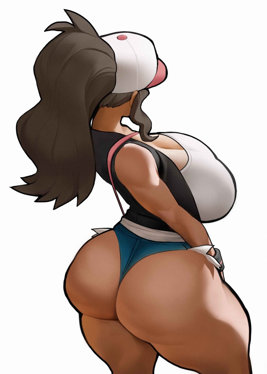 1girls ass ass_hanging_out ass_hanging_out_of_shorts big_ass big_breasts booty_shorts bottom_heavy breasts brown_hair bubble_butt busty clothing crop_top daisy_dukes fat_ass female female_only gluteal_fold hat hilda_(pokemon) huge_ass huge_breasts large_ass large_breasts massive_ass micro_shorts pokemon rear_view short_shorts shorts solo spiralnoww thick_ass thick_thighs thunder_thighs vest wide_hips