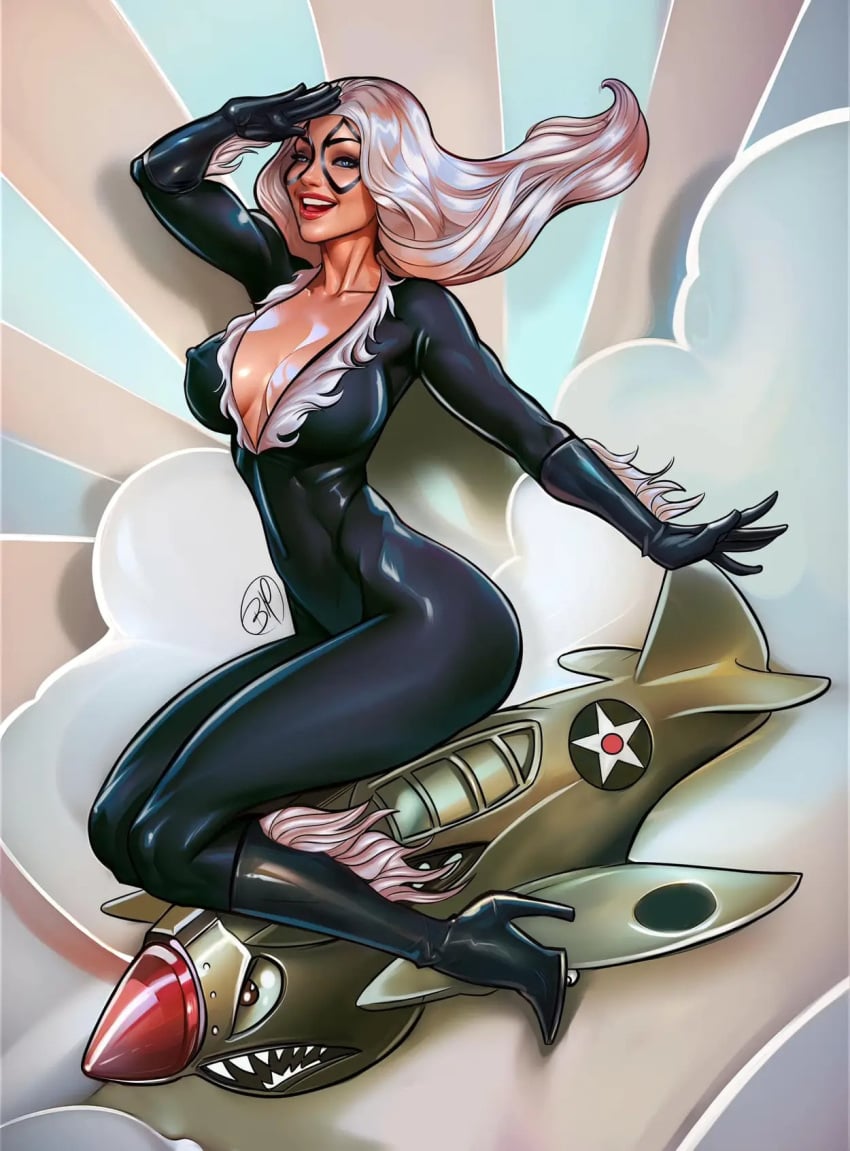 1girls 2023 alluring big_breasts black_cat_(marvel) blue_eyes bodysuit breasts brian_miroglio curvaceous curvaceous_body curvaceous_female curvaceous_figure curvy curvy_body curvy_female curvy_figure enticing felicia_hardy female fighter_jet gloves hourglass_figure light-skinned_female light_skin looking_at_viewer marvel marvel_comics mask masked masked_female red_lipstick riding seducing seductive seductive_look shiny shiny_breasts shiny_clothes skin_tight smile smiling smiling_at_viewer spider-man_(series) superheroine teasing teasing_viewer temptation tempting tempting_viewer thick thick_breasts thick_thighs tight_clothes tight_clothing voluptuous voluptuous_female waist white_hair