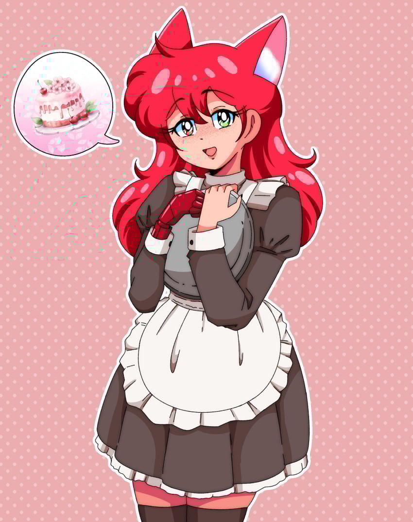 black_nails cute female female_only heterochromia housewife maid netsuki red_hair richie robotic_arm speaking_to_viewer virtual_youtuber vtuber