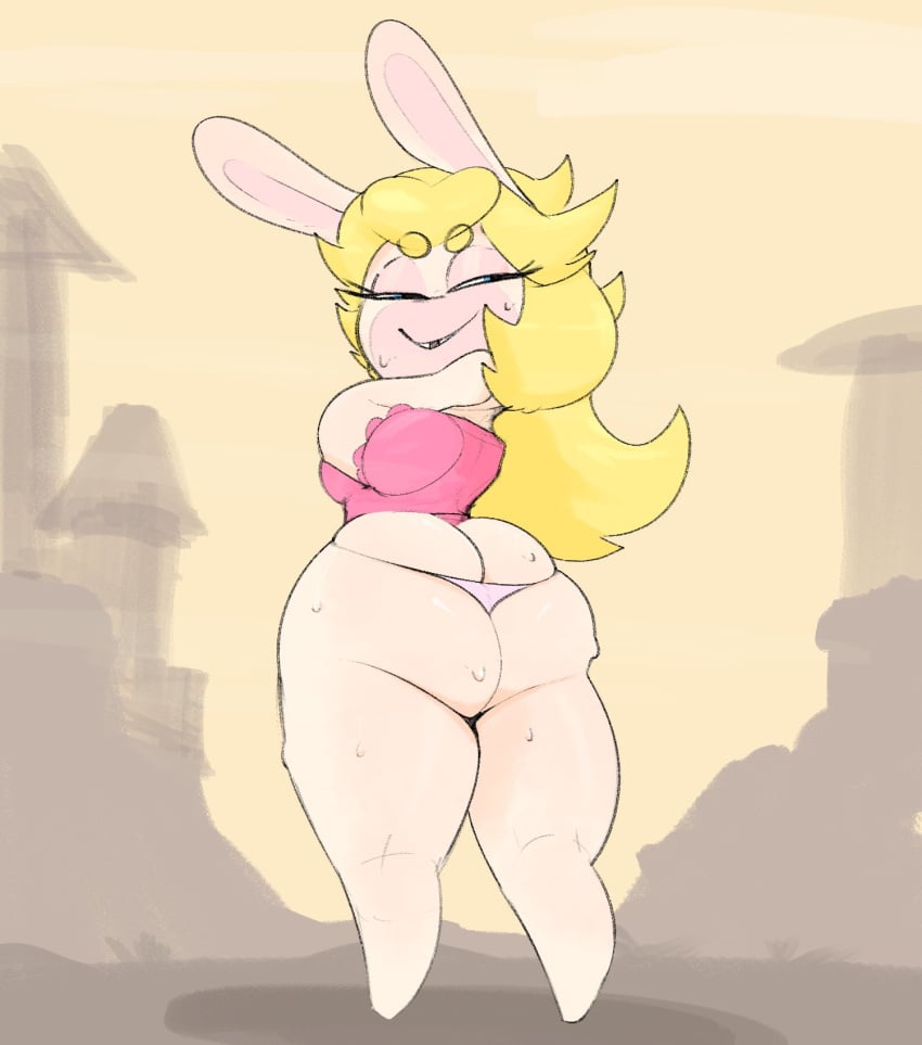 ass fat_ass female furry mario_(series) mario_+_rabbids nintendo rabbid rabbid_peach rayman_(series) severingaxis183 shirt thong ubisoft