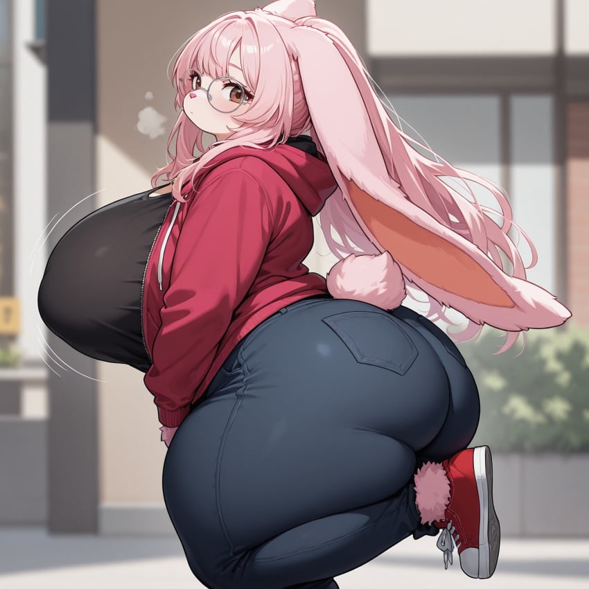 ai_generated angel_the_bunny anthro ass big_ass big_breasts breasts brown_eyes bunny furry furry_female huge_ass huge_breasts large_ass large_breasts pink_hair tagme thick_thighs