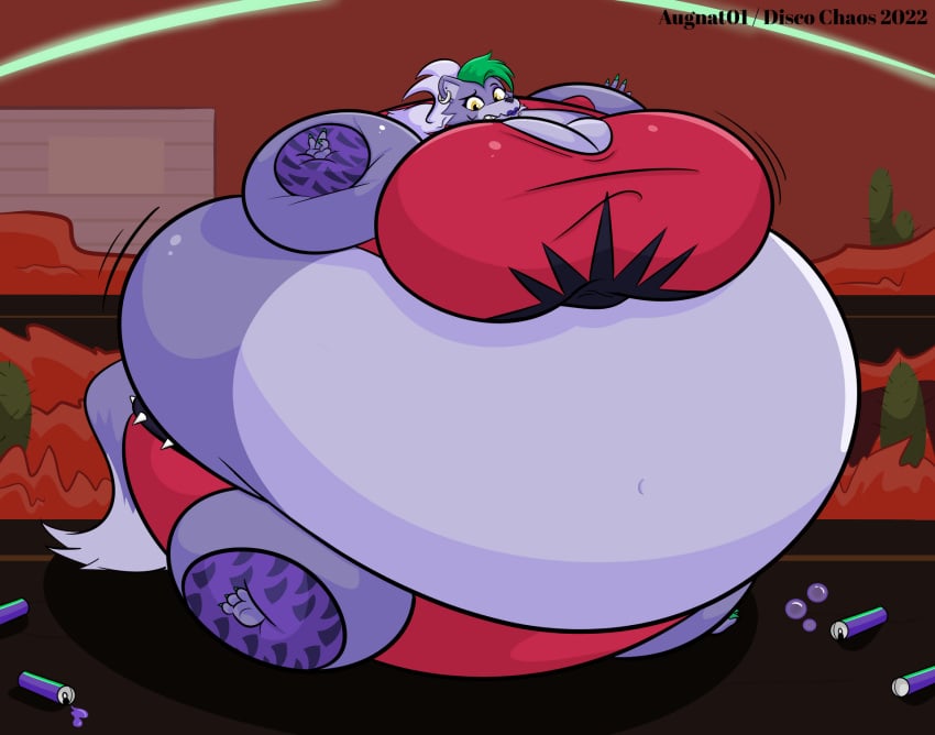 anthro bbw belly belly_overhang big_belly big_breasts breasts busty cleavage disco_chaos female female_focus female_only five_nights_at_freddy&#039;s fnaf full_body_inflation furry huge_belly huge_breasts hyper_belly immobile immobilization inflation love_handles musician non-canonical_size nonude ready_to_pop robot roxanne_wolf_(fnaf) soda_inflation spherical_inflation ssbbw tight_clothing