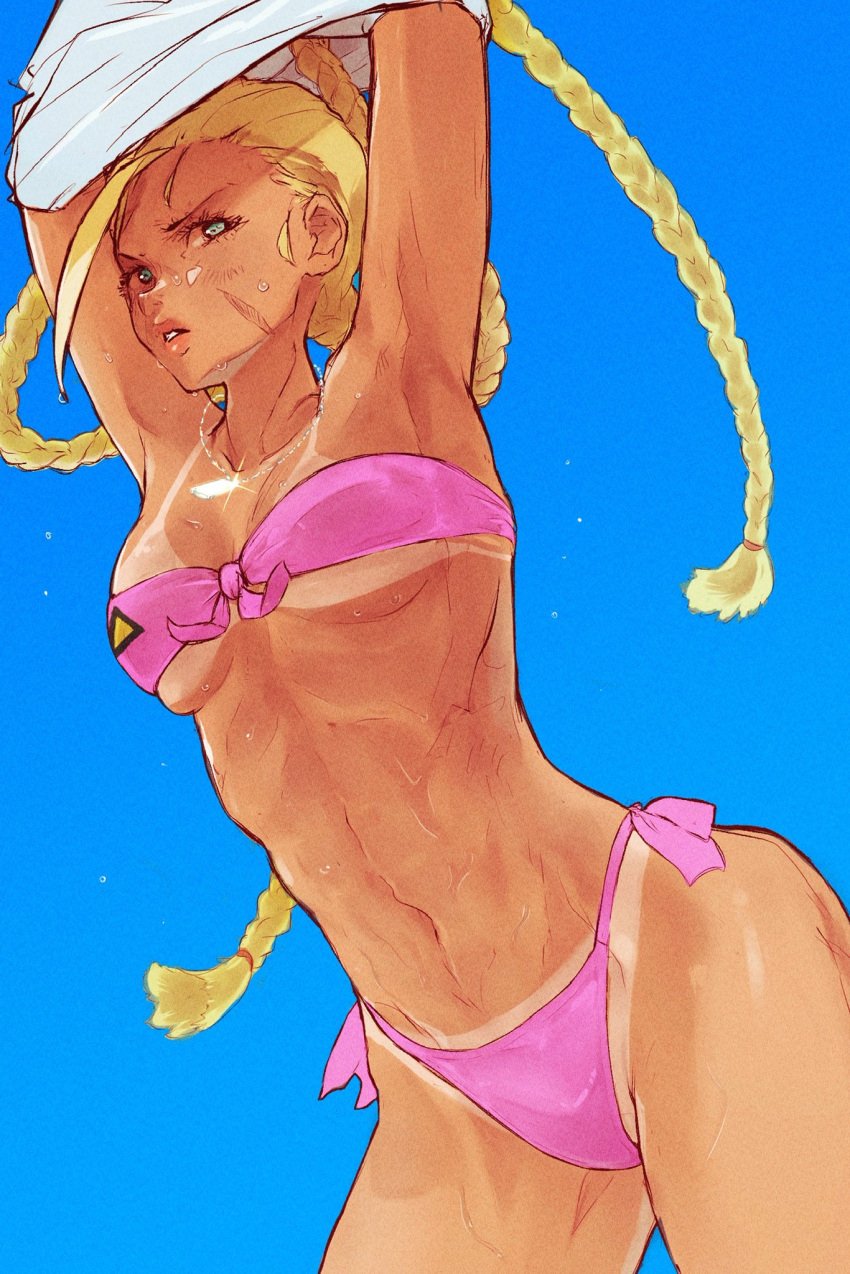 bikini blonde_female blonde_hair blonde_hair cammy_white capcom street_fighter street_fighter_6 swimsuit swimwear tagme tan tan_body tan_skin tanline tanned tanned-skinned_female yuenibushi