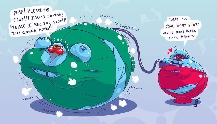 air_inflation ashamedscreen bbw belly big_belly big_breasts breasts busty cleavage curvaceous full_body_inflation gigi_(mario) huge_belly huge_breasts hyper_belly inflation jellyfish_sisters mario_(series) mario_and_luigi_(series) merri_(mario) nipple_bulge nipples_visible_through_clothing non-canonical_size nonude ready_to_pop spherical_inflation ssbbw tight_clothing