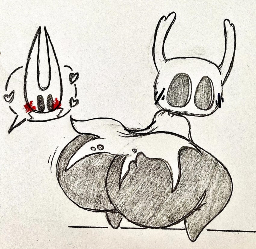 1boy 1boy1girl 1girls anthro ass ass_focus back_view blush bottom_heavy bubble_ass bubble_butt cape fat_ass femboy hollow_knight hornet_(hollow_knight) huge_ass huge_thighs humanoid large_ass looking_at_viewer looking_back male male/female male_focus motion_lines owo55 protagonist_(hollow_knight) squatting thick_thighs twerking vessel_(species) wide_hips