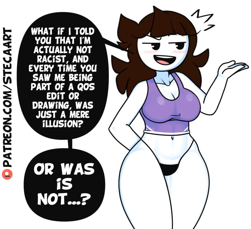 1girls big_ass big_butt breasts brown_hair edit edited female female_only huge_breasts jaiden jaiden_animations jaidenanimations long_hair meme panties patreon patreon_logo patreon_username pov screencap screenshot screenshot_edit serious smile steca talking talking_to_viewer thelazyart thick thick_ass thick_legs thighs white_background youtube youtuber