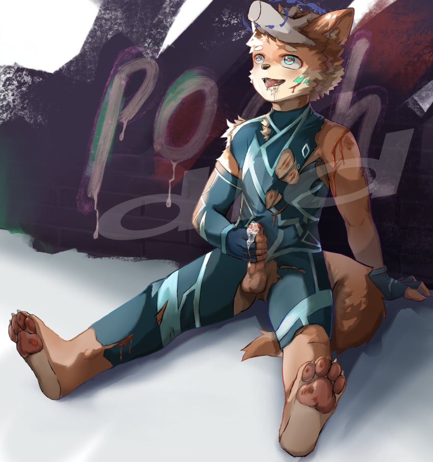 <3_eyes 4_toes 5_fingers absurd_res ahe_gao anthro aroused balls black_nose blood blue_eyes bodily_fluids bottomwear brown_body canid canine canis cheek_tuft chest_tuft circle_eyebrows claws clothed clothing cum delidi digital_media_(artwork) disembodied_hand domestic_dog ears_up erection eyebrows facial_tuft fangs feet fingerless_gloves fingers fluffy fluffy_tail foreskin fur genital_fluids genitals gloves green_eyes hair handwear head_tuft heart hi_res hindpaw humanoid_genitalia humanoid_penis hypnosis inner_ear_fluff leaking_cum leaking_precum looking_at_another looking_pleasured male mammal markings masturbation mind_control minor_wound multicolored_body open_mouth partially_retracted_foreskin pawpads paws penis petting petting_head precum saliva saliva_on_tongue saliva_string sharp_teeth simple_background sitting slit_(wound) solo tail teeth toe_claws toes tongue tongue_out topwear torn_clothing tuft two_tone_body watermark white_body white_fur wounded yellow_body