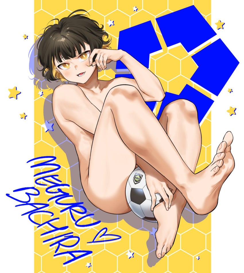 1boy bachira_meguru blue_lock feet femboy feminine male male_focus male_only more_at_source multicolored_hair skinny soccer_ball solo tagme tagme_(artist) twink yaoi yellow_eyes young