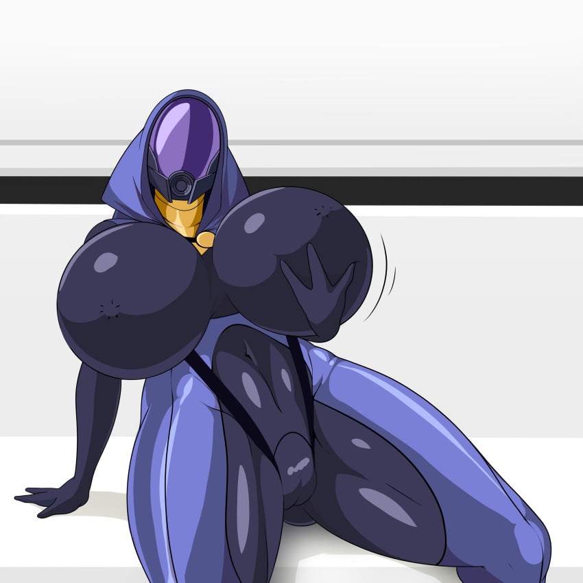 1girls alien alien_girl big_breasts bodysuit breast_expansion breast_grab breast_lift breasts female female_only fully_clothed huge_breasts large_breasts masked masked_female mass_effect quarian skin_tight tali'zorah_nar_rayya thick_thighs tight_clothing xeddo