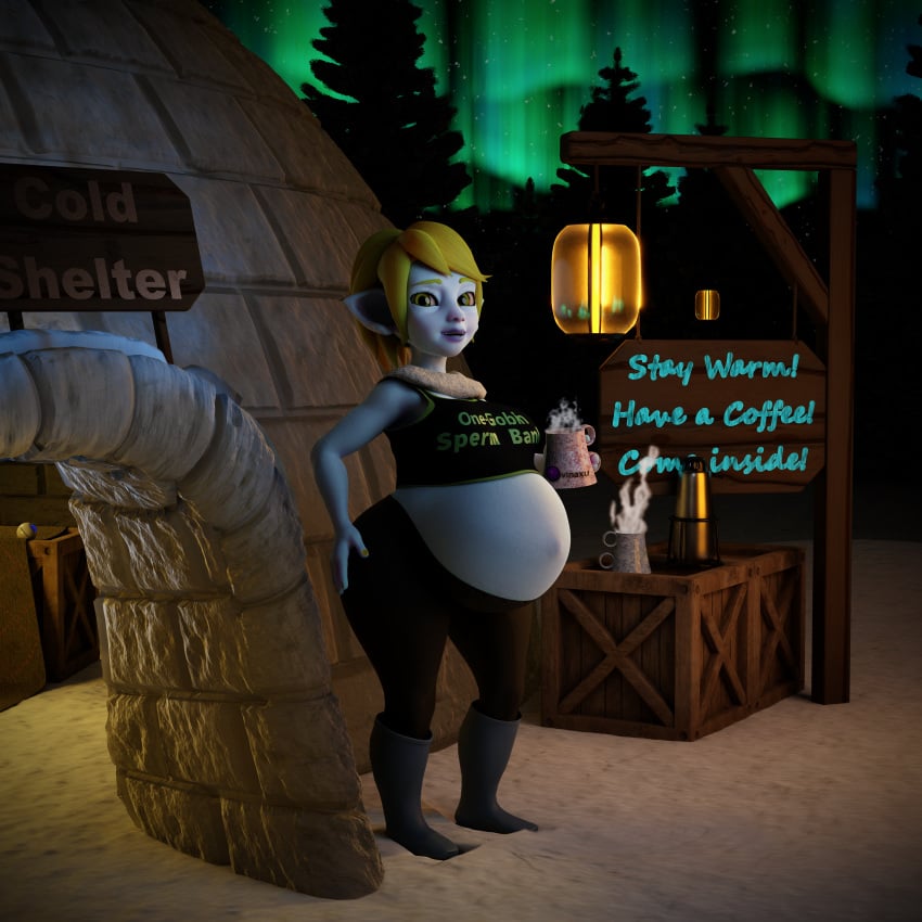 3d big_belly bloated_belly female goblin goblin_female igloo ovinaxu pregnancy pregnant