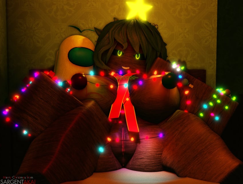 1girls 3d amogus big_breasts breasts christmas crewmate_(among_us) heyits_aaron nude original_character pussy roblox robloxian sargentakai smile source_request spread_legs tagme treeisha_(sargentakai)