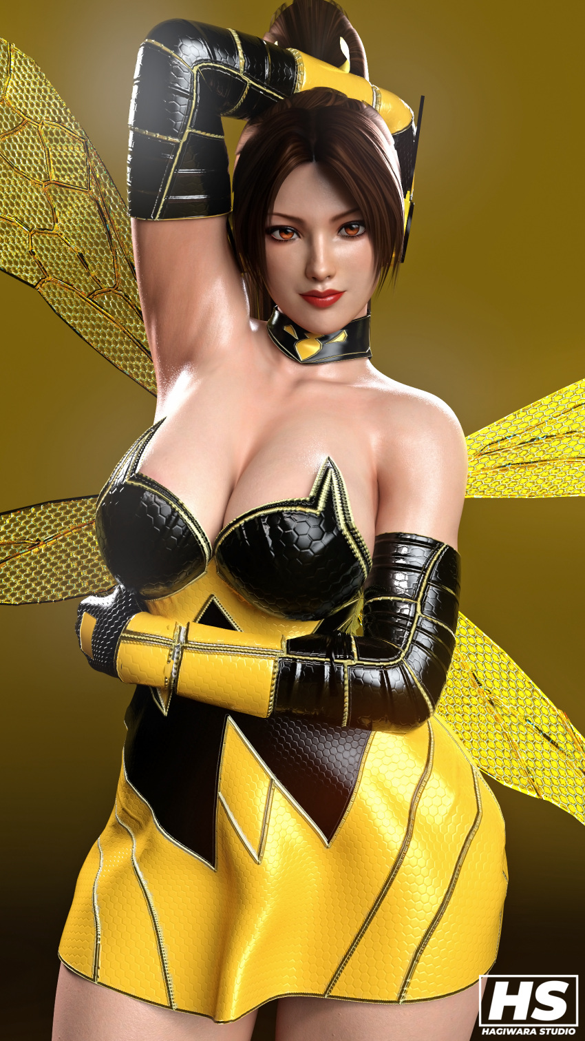 1girls 3d big_breasts brown_hair clothed cosplay fatal_fury female female_only hagiwara_studio king_of_fighters large_breasts long_hair mai_shiranui marvel ponytails red_eyes snk solo solo_female tagme wasp_(cosplay)