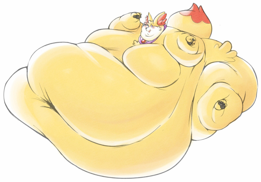 big_breasts breasts female fennekin huge_breasts overweight pokemon pokemon_(species) thick_thighs wiishyishii