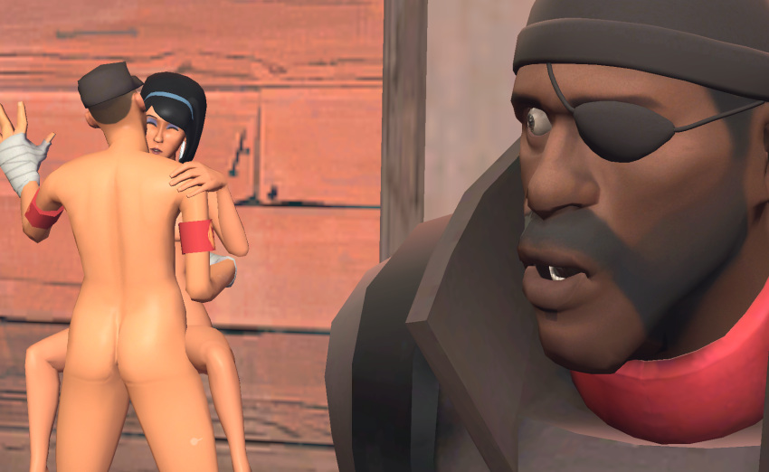 1boy 1boy1girl 1girls 3d 3d_(artwork) ass black_hair cap demoman demoman_(team_fortress_2) female incest mother mother_and_son nude penis_in_pussy scout scout's_mother scout_(team_fortress_2) sex son team_fortress_2 tf2 valve