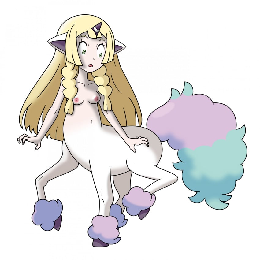 4_legs after_transformation alternate_species blonde_hair blue_body blue_fur braided_hair centaur cloud digital_drawing_(artwork) digital_media_(artwork) equid equid_taur erect_nipples eyelashes featureless_crotch female fur furry galarian_form galarian_ponyta generation_1_pokemon green_eyes hair hi_res hooves horn humanoid_taur hybrid implied_transformation joyvell leg_tuft lillie_(pokemon) long_hair long_tail looking_down_at_self mammal mammal_taur monster_girl_(genre) multicolored_body multicolored_fur multicolored_skin navel nintendo nipples not_furry nude open_mouth pink_body pink_fur pink_skin pokemon pokemon_(species) pokemon_taur pokemon_transformation ponyta prick_ears red_nipples regional_form_(pokemon) shocked simple_background solo standing tail taur transformation tuft two_tone_body two_tone_fur two_tone_skin unicorn unicorn_taur white_background white_body white_skin