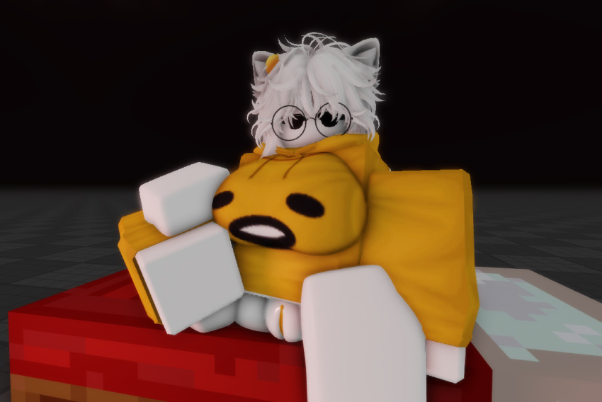 1girls 3d big_breasts bottomless breasts egg_girl eggyyolk exposed_pussy gudetama gudetama_(character) pussy roblox robloxian sanrio stretching tagme white_skin yellow_pussy