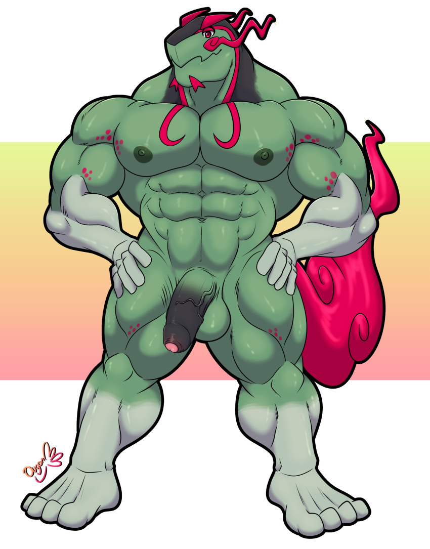 anthro balls bara barazoku basculegion fish flaccid male male_only muscles muscular nintendo nude ougon penis pokemon pokemon_legends:_arceus solo solo_male