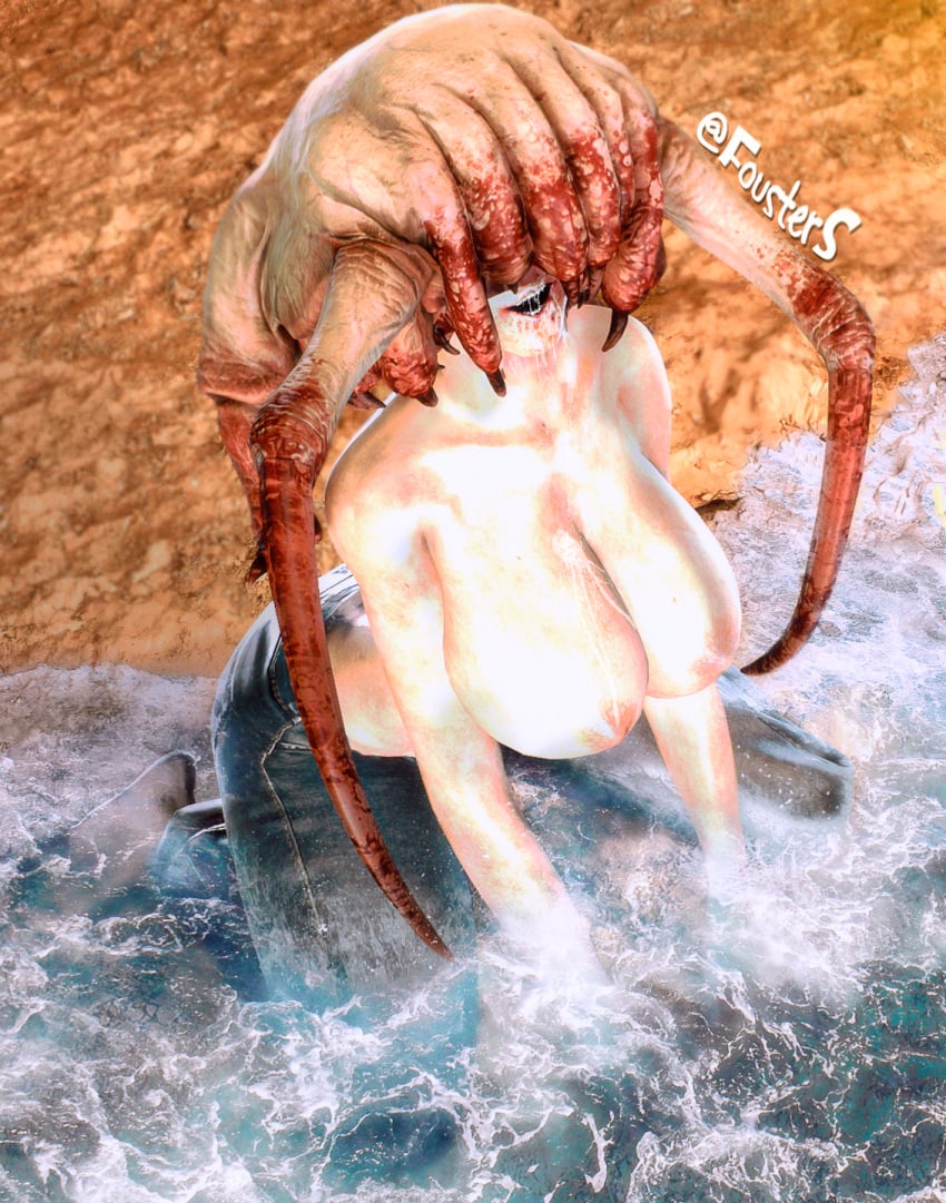 alien beach big_boobs big_breasts blood blood_on_face bloody_mouth citizen corrupted cum female_headcrab fousters gore half-life half-life:_alyx half-life_2 headcrab headcrab_zombie nsfw ocean open_mouth partially_clothed sea seaside sfm sitting source_filmmaker thick_ass thick_thighs topless topless_female