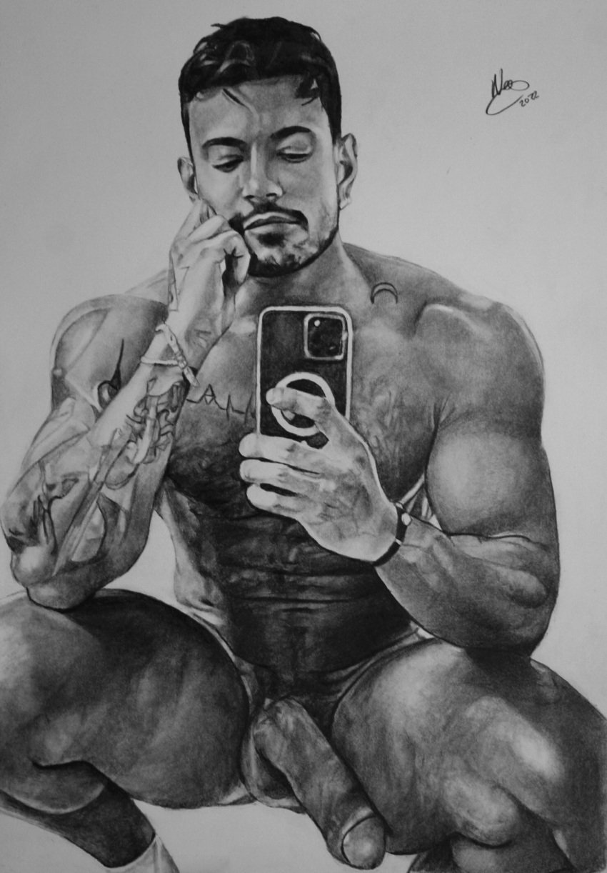 alejo_ospina biceps big_cock big_penis black_and_white boner bulging_biceps cellphone erect_penis erection gay gay_pornstar hand_on_cheek hand_on_chin hard_on hispanic hispanic_male huge_cock huge_penis latino male male_nude_neil male_only muscles muscular muscular_male onlyfans_model porn_star real_person selfie sketch smooth_chest smooth_skin spread_legs squatting uncolored uncut