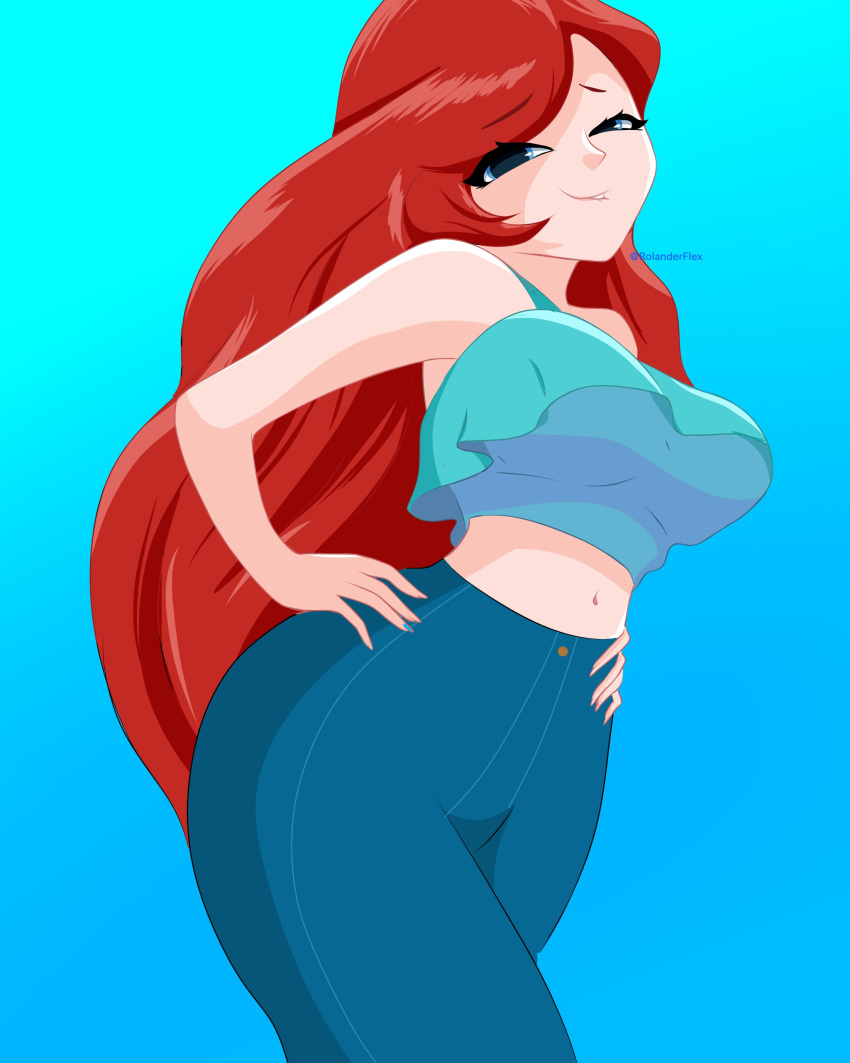 anime beauty_mark big_ass big_breasts breasts busty chelsea_(ruby_gillman) dreamworks hentai human_form jpeg mermaid naked pussy red_hair rolander_flex ruby_gillman,_teenage_kraken self_upload